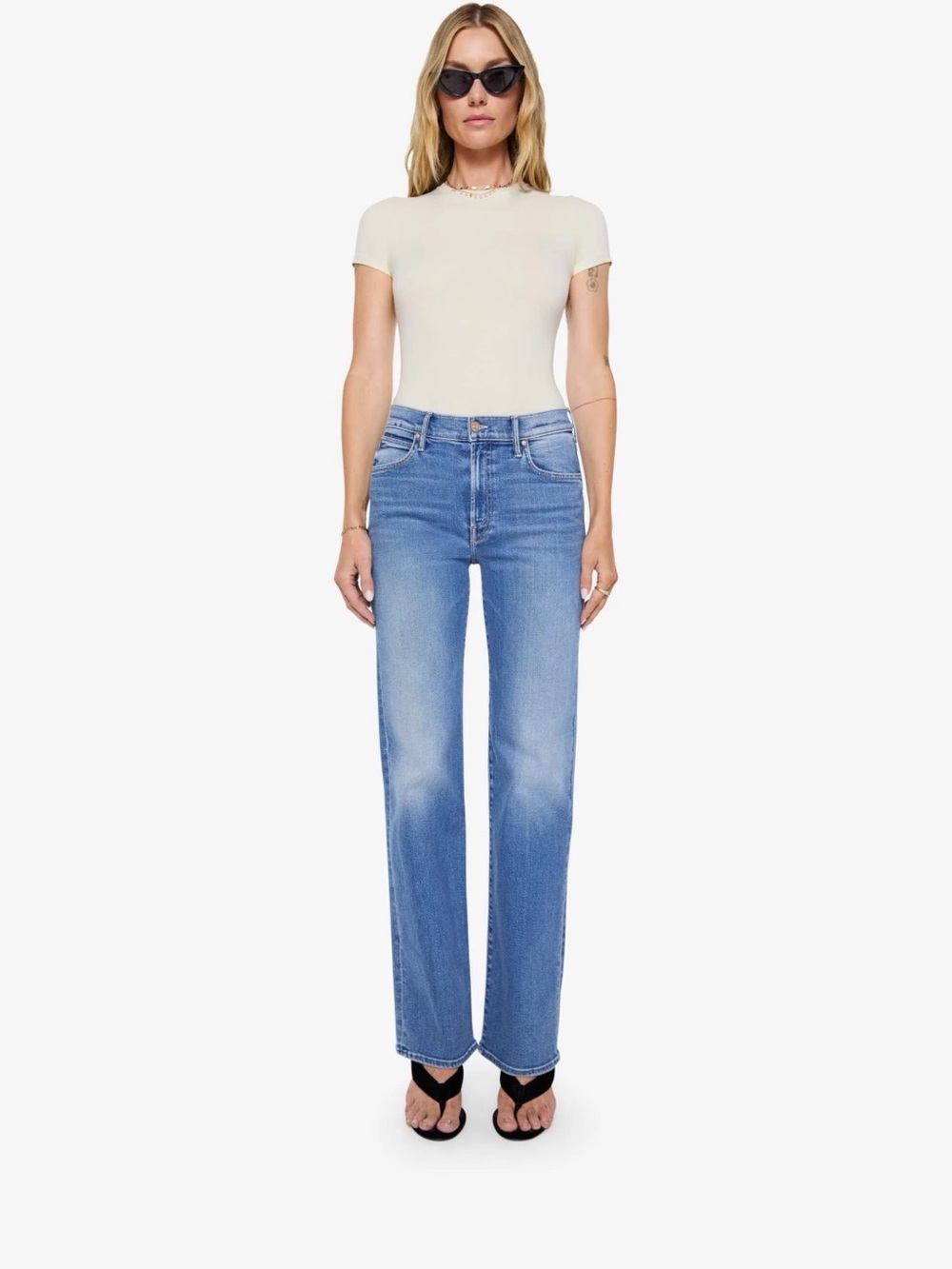 MOTHER Light Blue Straight Flare Jeans